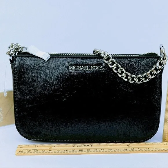 Michael Kors Black Chain Shoulder Bag Pouchette sm Jet set - Picture 2 of 8